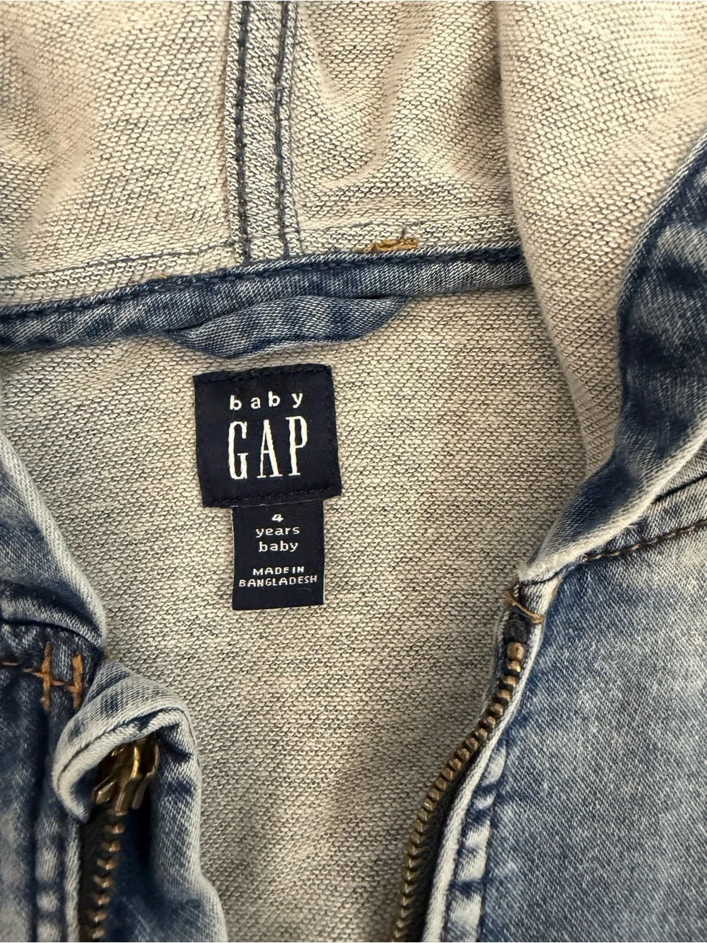 Baby Gap Light Blue Denim Hooded Jacket with Stitch Patch and Embroidered Accent
